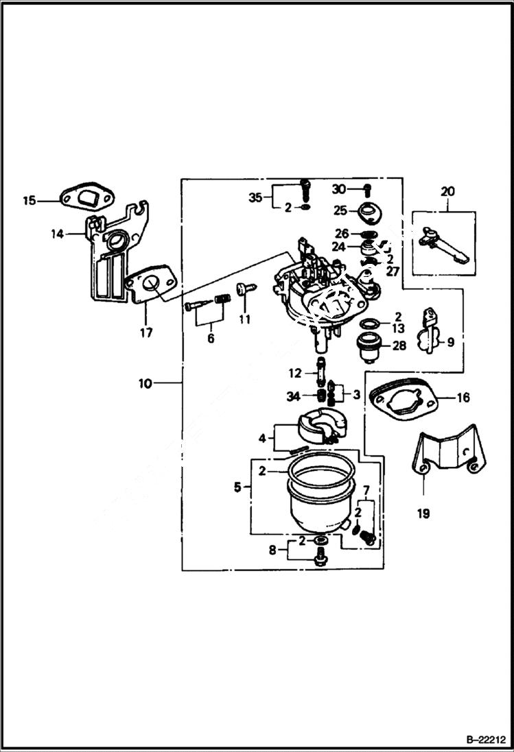 Схема запчастей Bobcat VIBRATORY PLATE COMPACTOR - HONDA ENGINE (Carburetor) (S/N OB6041 & Above) POWER UNIT