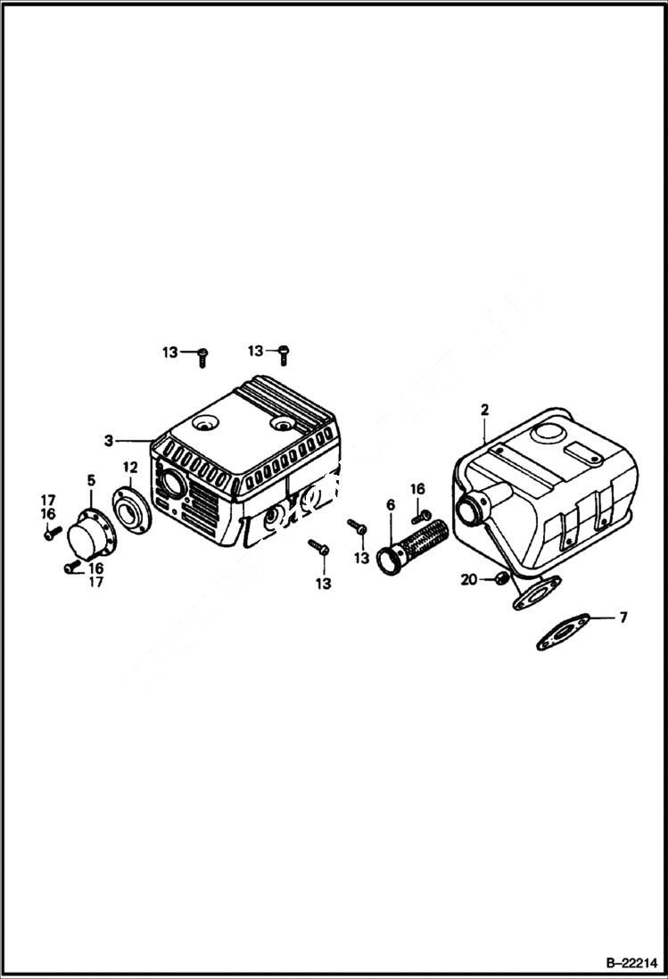 Схема запчастей Bobcat VIBRATORY PLATE COMPACTOR - HONDA ENGINE (Muffler) (S/N OB6041 & Above) POWER UNIT