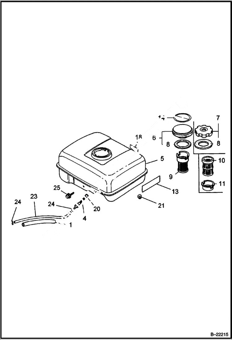 Схема запчастей Bobcat VIBRATORY PLATE COMPACTOR - HONDA ENGINE (Fuel Tank) (S/N OB6041 & Above) POWER UNIT