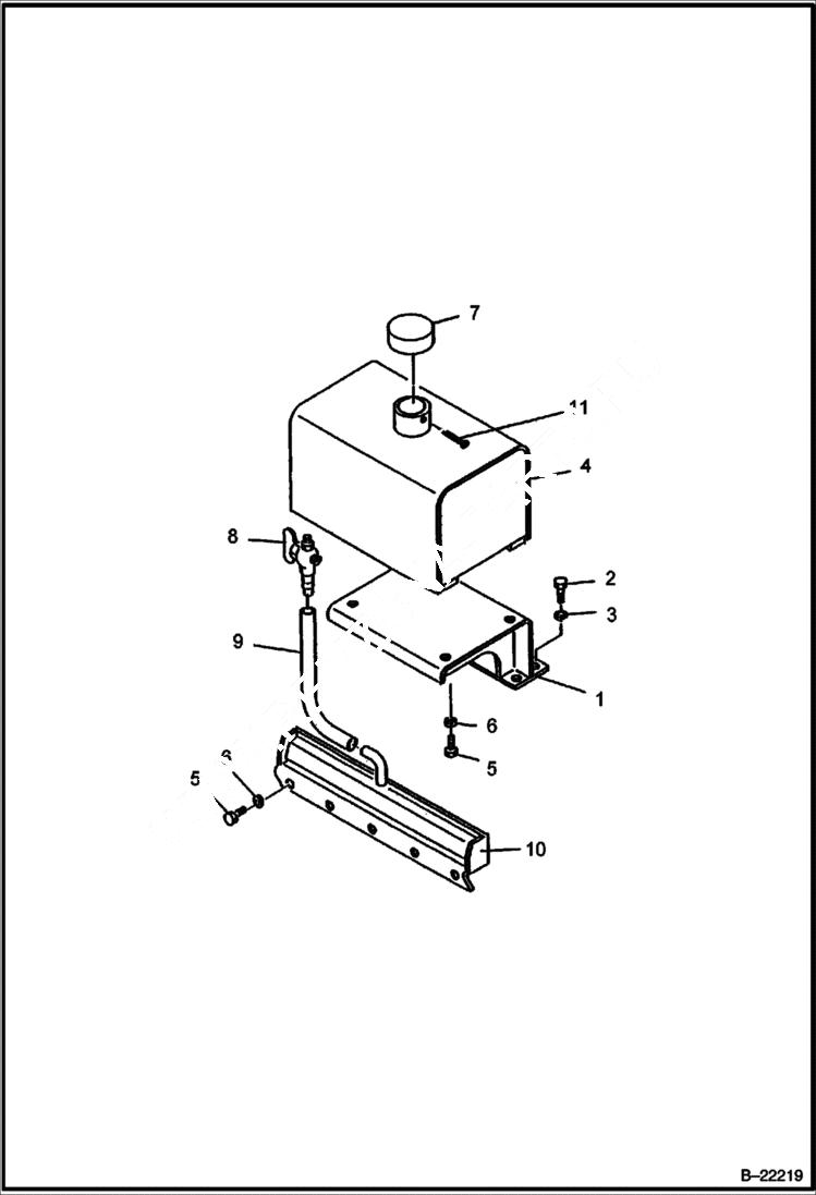 Схема запчастей Bobcat VIBRATORY PLATE COMPACTOR - WATER TANK (Old Style) (S/N AB1032 & Below) MAIN FRAME