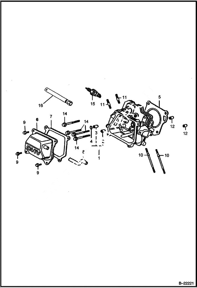 Схема запчастей Bobcat VIBRATORY PLATE COMPACTOR - HONDA ENGINE (Cylinder Head) POWER UNIT