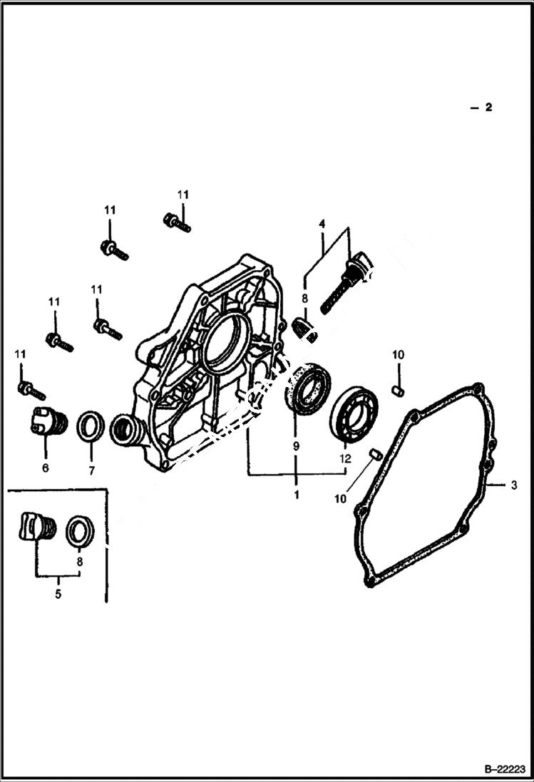 Схема запчастей Bobcat VIBRATORY PLATE COMPACTOR - HONDA ENGINE (Crankcase Cover) POWER UNIT