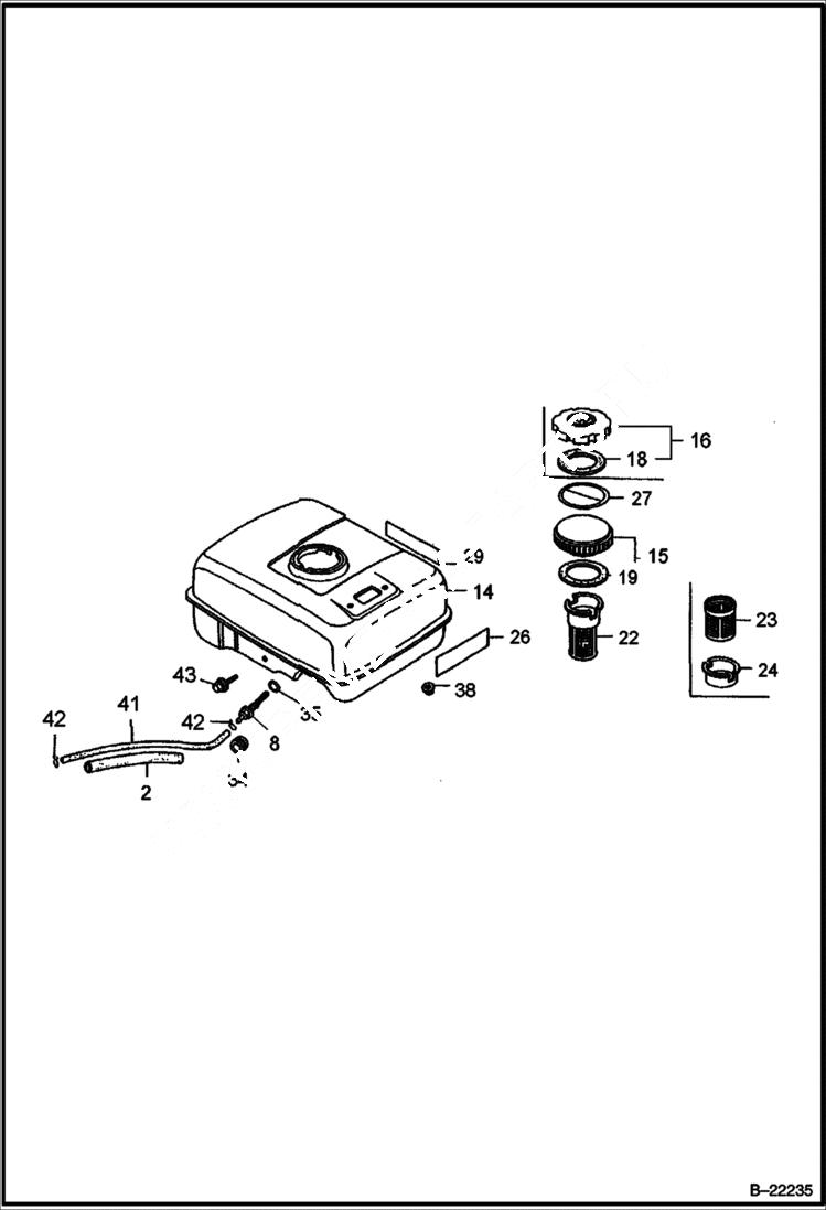 Схема запчастей Bobcat VIBRATORY PLATE COMPACTOR - HONDA ENGINE (Fuel Tank) POWER UNIT