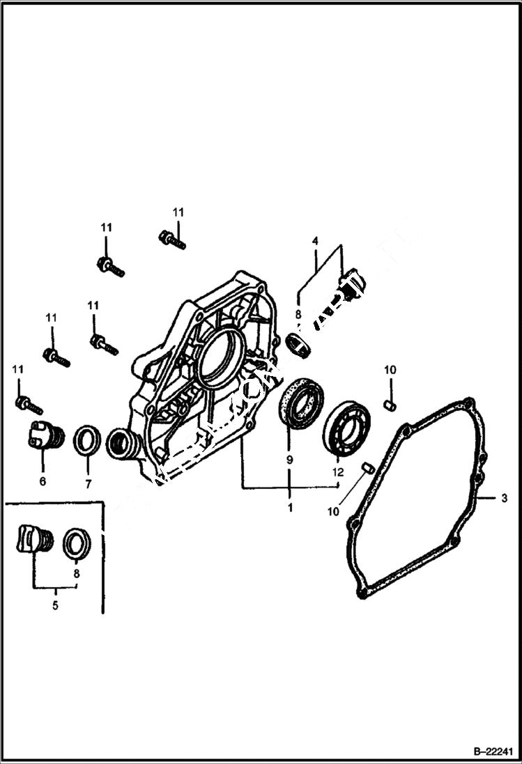 Схема запчастей Bobcat VIBRATORY PLATE COMPACTOR - HONDA ENGINE (Crankcase Cover) POWER UNIT