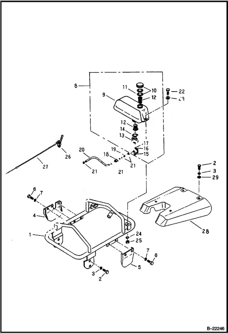Схема запчастей Bobcat UPRIGHT RAMMER - MAIN FRAME (Handle Section) MAIN FRAME
