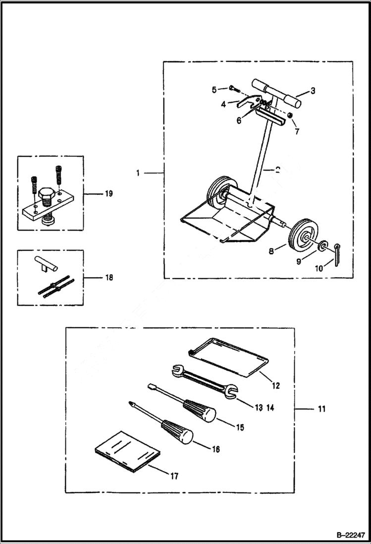 Схема запчастей Bobcat UPRIGHT RAMMER - CARRYING CART & TOOLS MAIN FRAME
