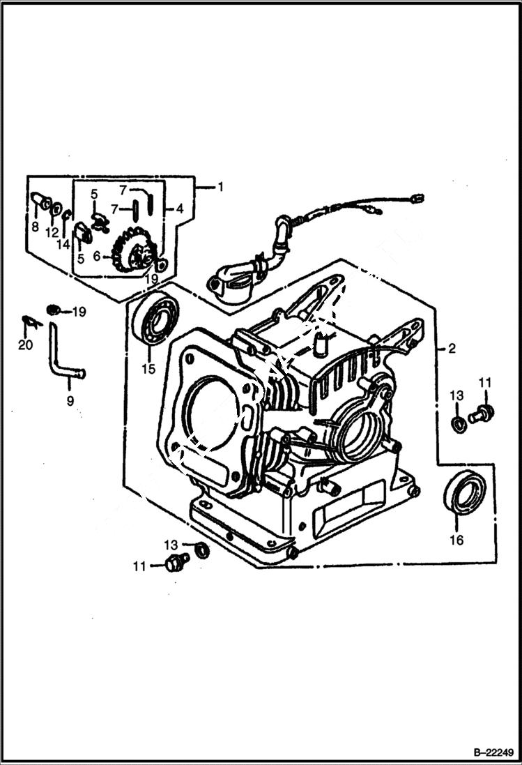 Схема запчастей Bobcat UPRIGHT RAMMER - HONDA ENGINE (Governor) POWER UNIT