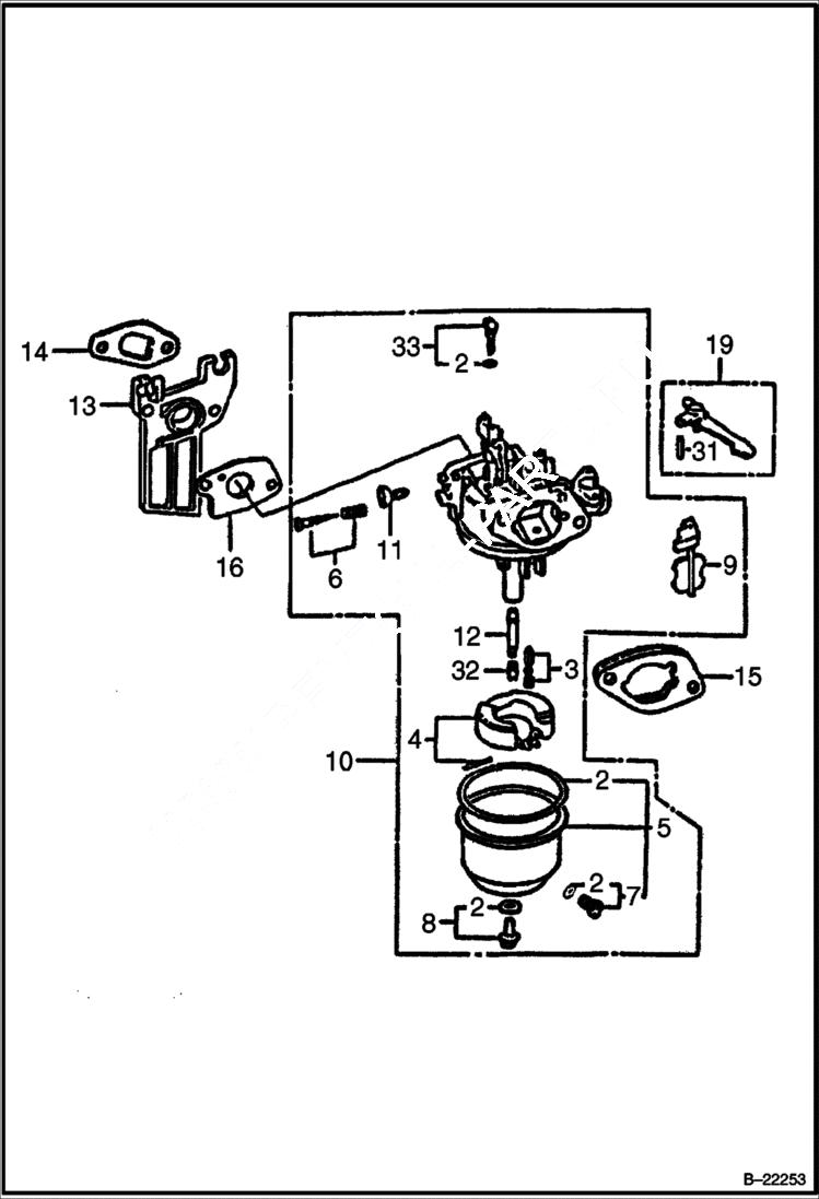 Схема запчастей Bobcat UPRIGHT RAMMER - HONDA ENGINE (Carburetor) POWER UNIT
