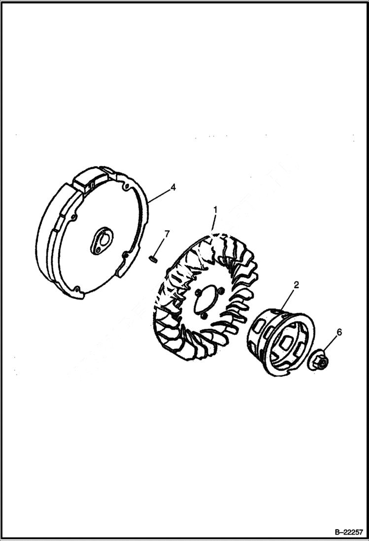 Схема запчастей Bobcat UPRIGHT RAMMER - HONDA ENGINE (Flywheel) POWER UNIT