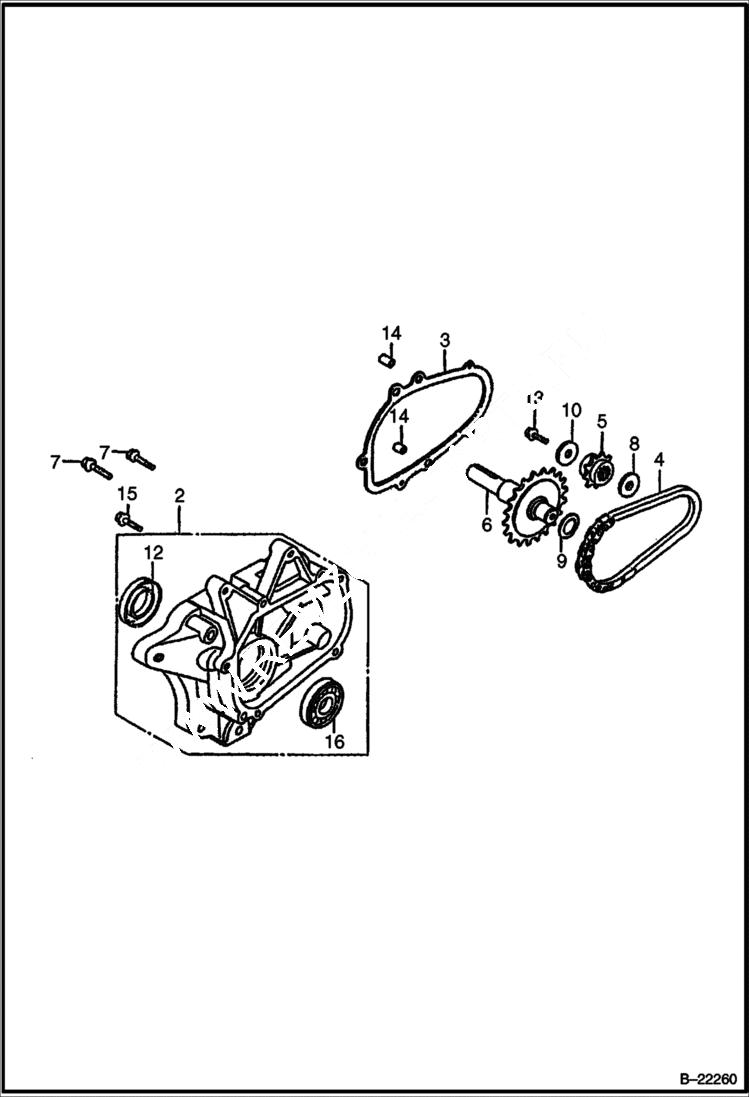 Схема запчастей Bobcat UPRIGHT RAMMER - HONDA ENGINE (Chaincase Cover) POWER UNIT