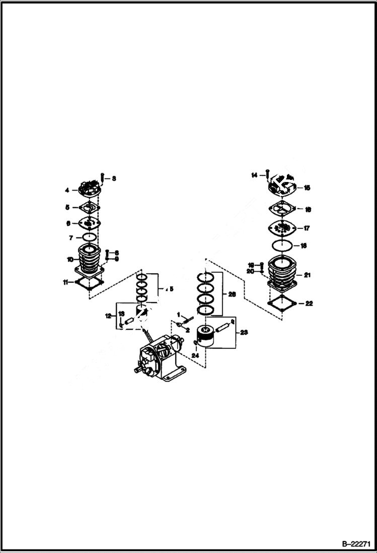 Схема запчастей Bobcat AIR COMPRESSOR - COMPRESSOR PUMP MAIN FRAME