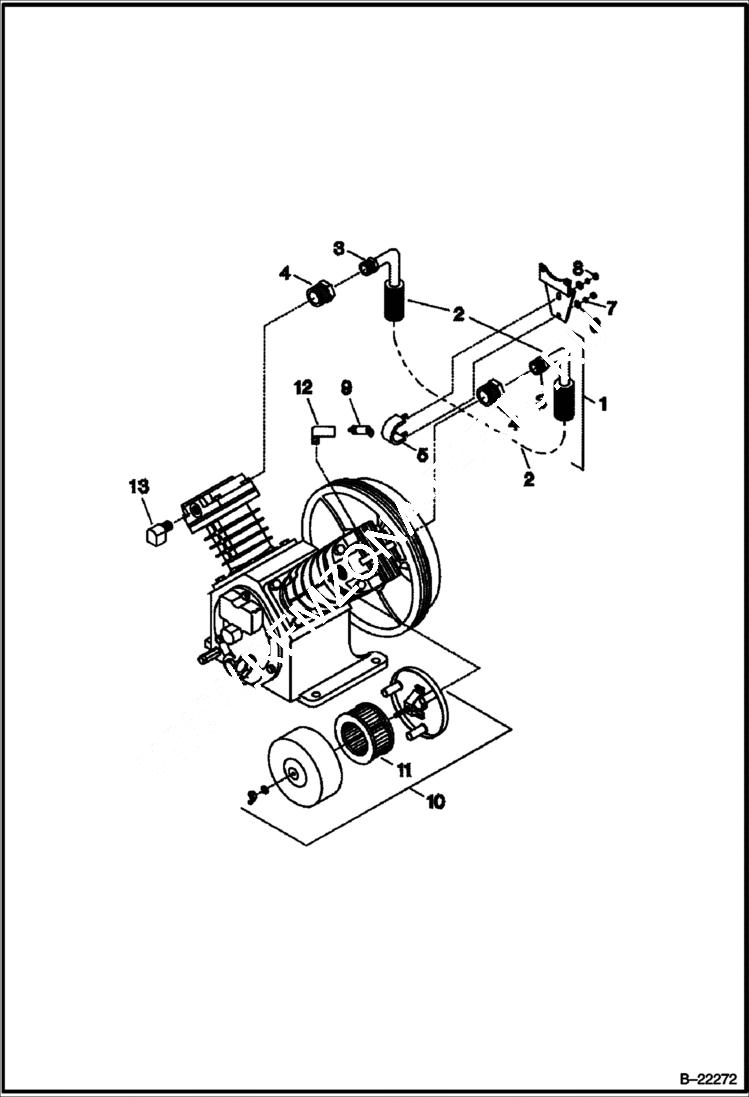 Схема запчастей Bobcat AIR COMPRESSOR - COMPRESSOR PUMP MAIN FRAME