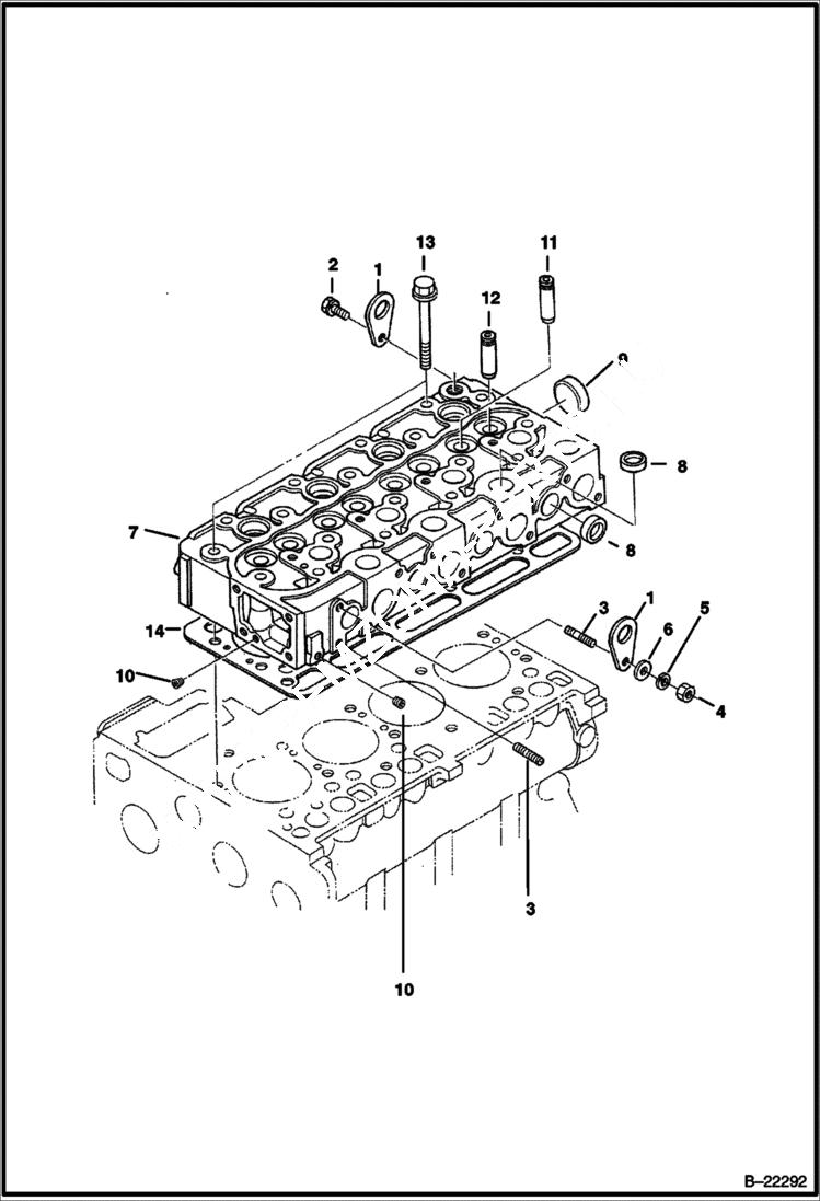 Схема запчастей Bobcat 430 - CYLINDER HEAD (S/N 562511001 & Above) POWER UNIT