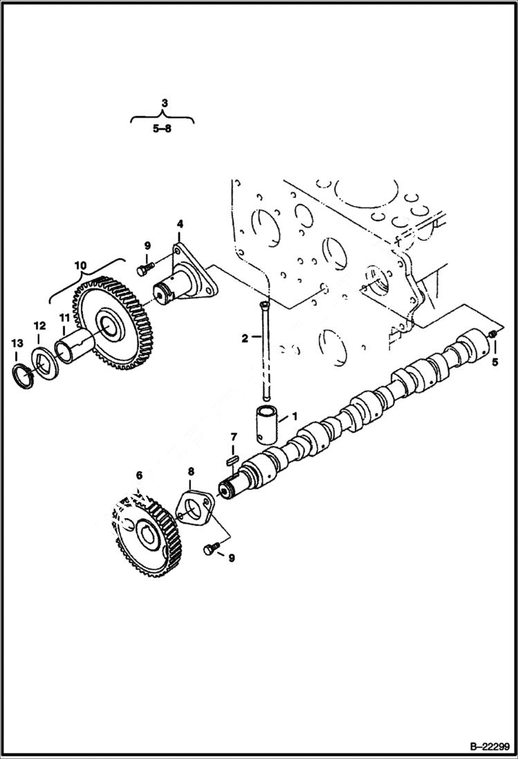 Схема запчастей Bobcat 430 - CAMSHAFT & IDLE GEAR SHAFT (S/N 562511001 & Above) POWER UNIT