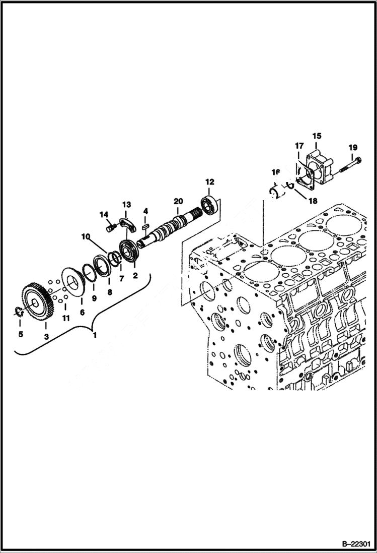 Схема запчастей Bobcat 430 - FUEL CAMSHAFT & GOVERNOR SHAFT (S/N 562511001 & Above) POWER UNIT