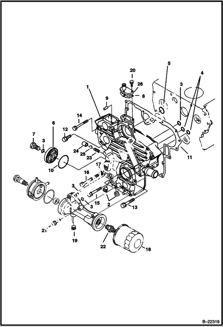 Схема запчастей Bobcat 435 - GEARCASE (S/N 562611001 & Above) POWER UNIT