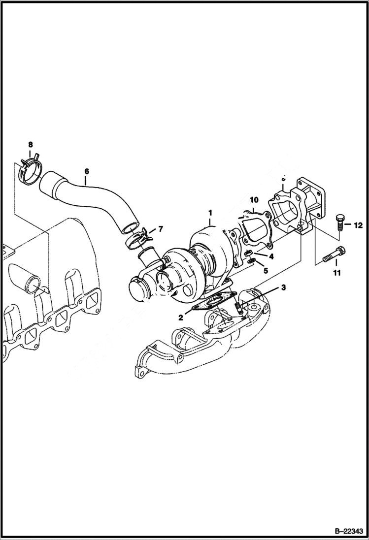Схема запчастей Bobcat 435 - TURBO CHARGER (S/N 562611001 & Above) POWER UNIT