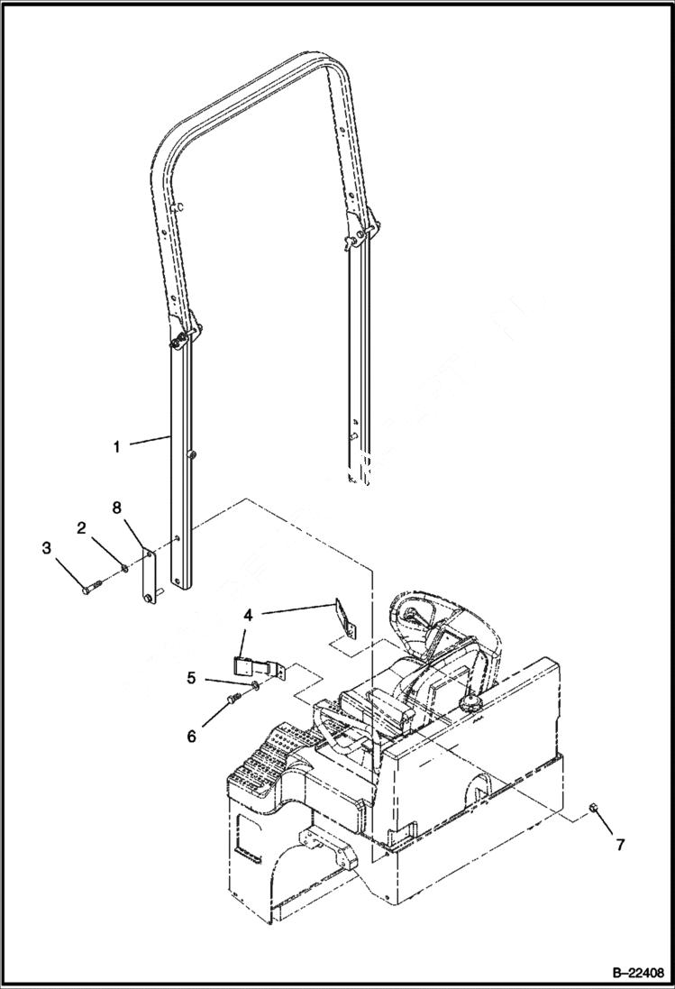Схема запчастей Bobcat BCA24 - FOLDABLE ROPS (Optional) MAIN FRAME