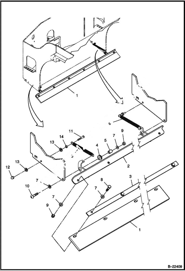 Схема запчастей Bobcat BCA24 - INSIDE SCRAPER (Optional) MAIN FRAME