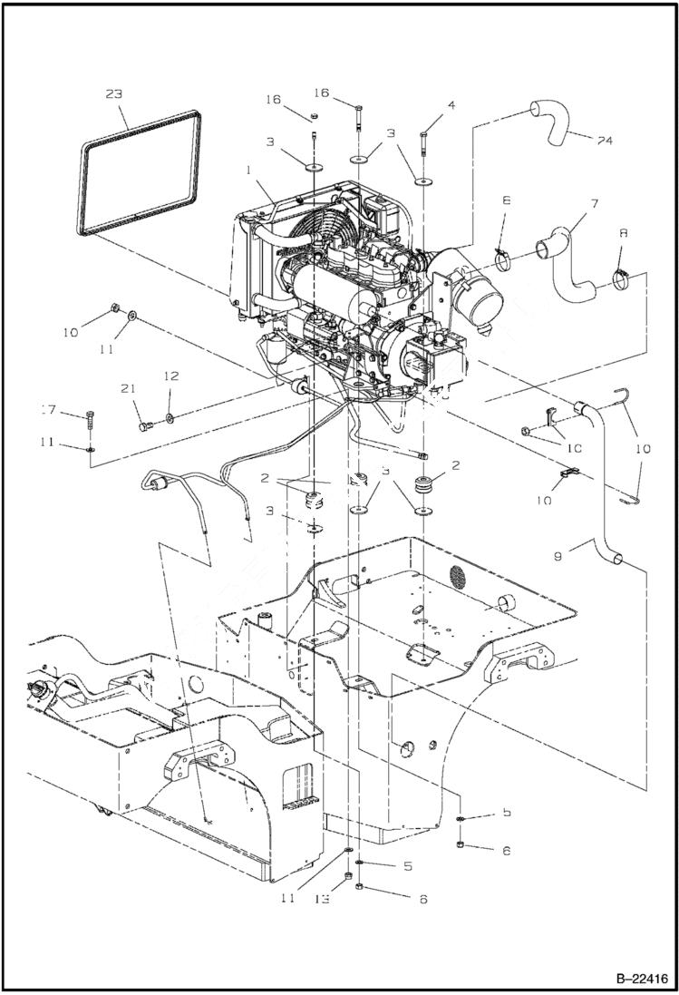 Схема запчастей Bobcat BCA24 - ENGINE POWER UNIT