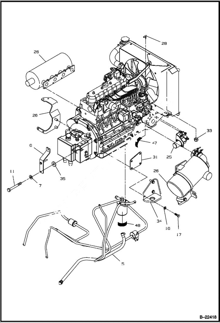Схема запчастей Bobcat BCA24 - ENGINE POWER UNIT