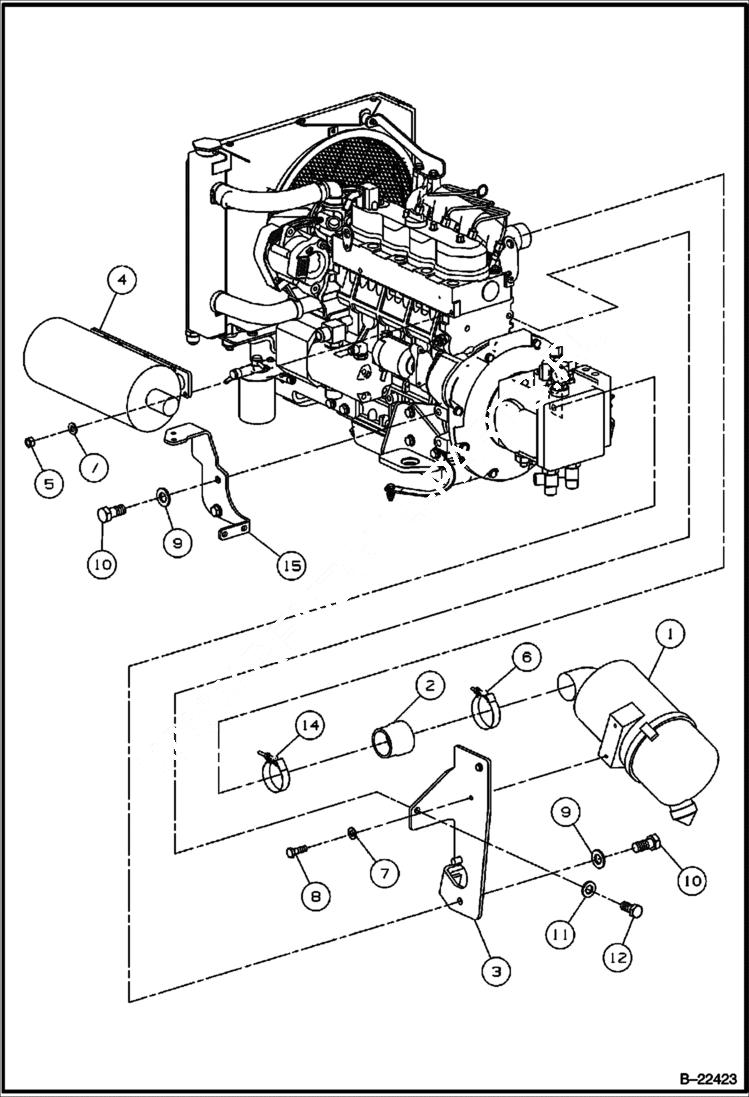 Схема запчастей Bobcat BCA24 - AIR CLEANER AND MUFFLER POWER UNIT