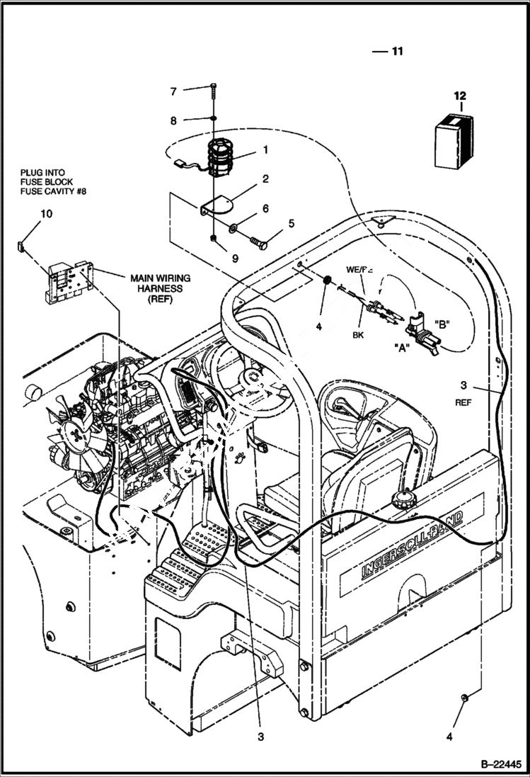 Схема запчастей Bobcat BCA24 - ARCH ROPS BEACON LIGHT (Optional) ELECTRICAL SYSTEM