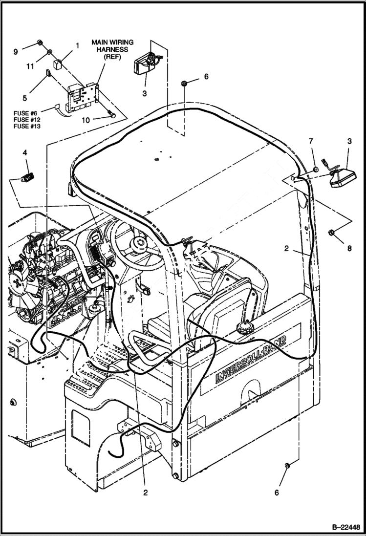 Схема запчастей Bobcat BCA24 - CANOPY ROPS WORKLIGHT (Optional) ELECTRICAL SYSTEM