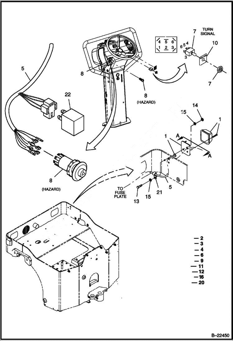 Схема запчастей Bobcat BCA24 - HAZARD/SIGNAL (Optional) ELECTRICAL SYSTEM