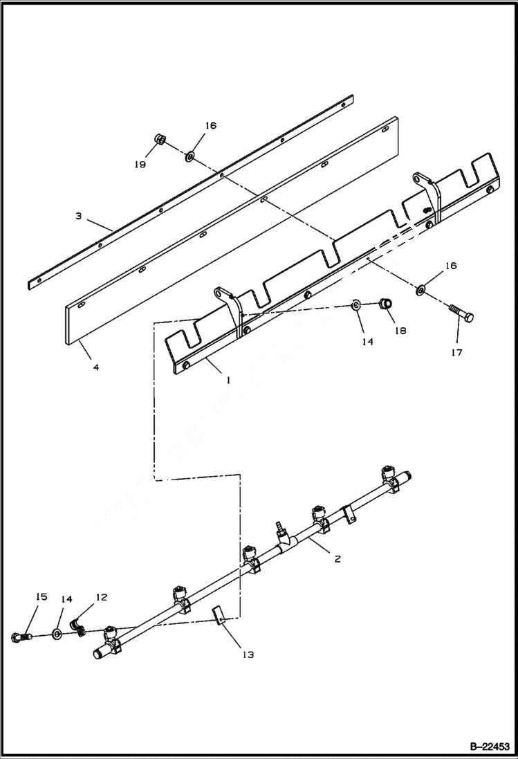 Схема запчастей Bobcat BCA24 - SPRAY SYSTEM SCRAPER ASSEMBLY WATER SYSTEM
