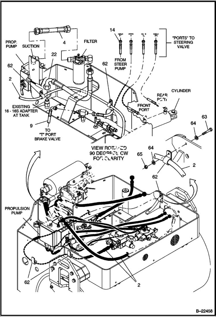 Схема запчастей Bobcat BCA24 - HYDRAULIC HOSING/TUBE CLAMP HYDRAULIC SYSTEM