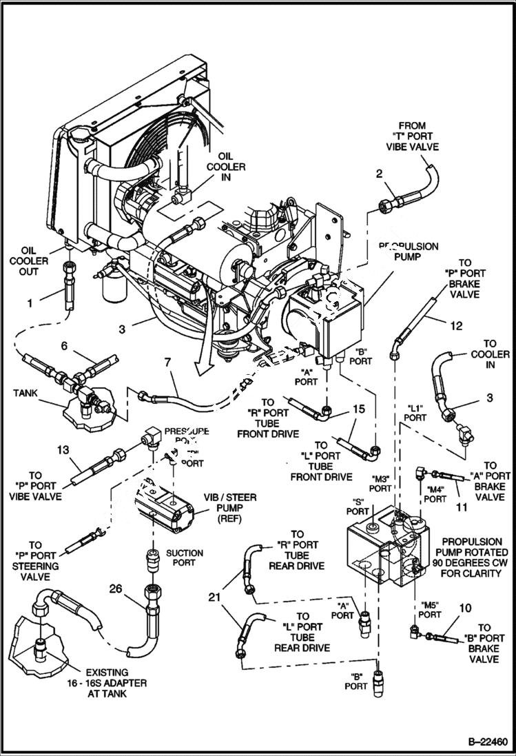Схема запчастей Bobcat BCA24 - HYDRAULIC HOSING/TUBE CLAMP HYDRAULIC SYSTEM