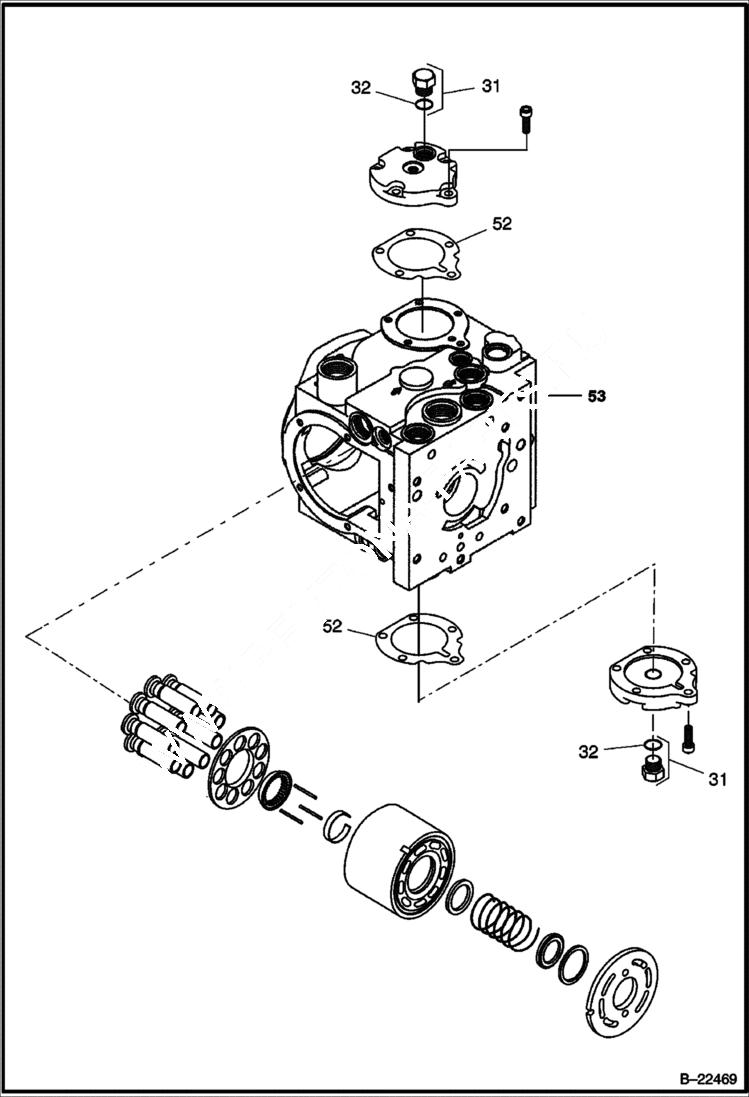 Схема запчастей Bobcat BCA24 - PROPULSION PUMP POWER UNIT