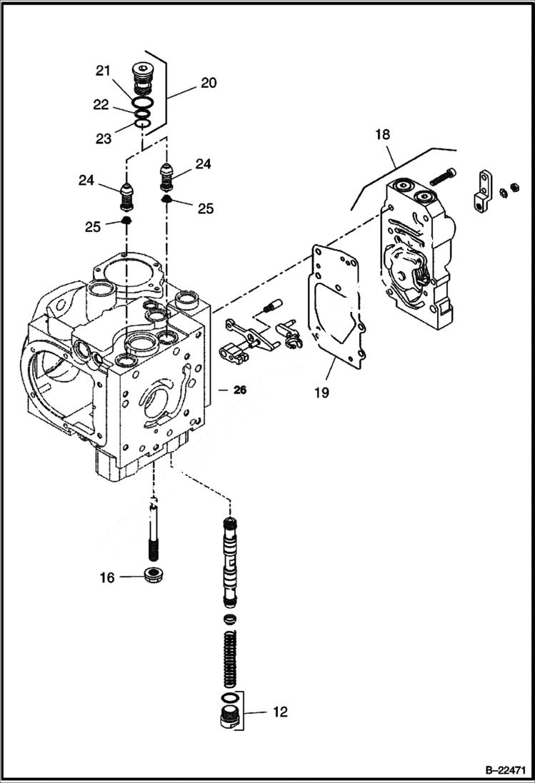 Схема запчастей Bobcat BCA24 - PROPULSION PUMP COMPONENT BREAKDOWNS