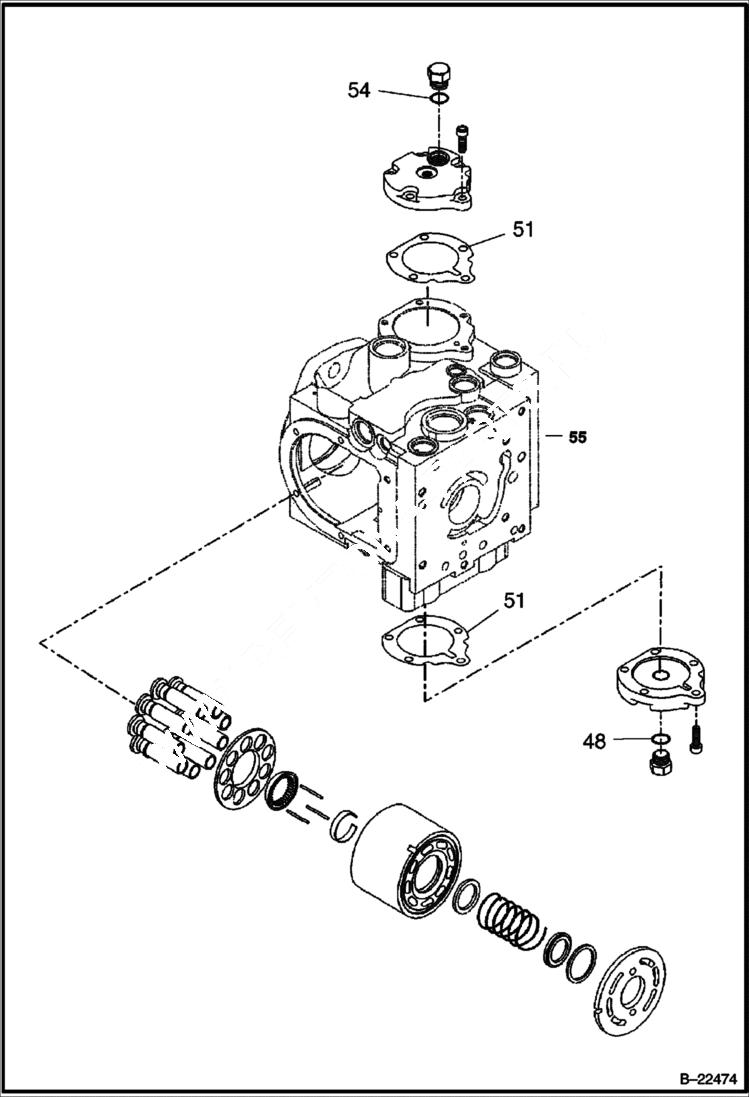 Схема запчастей Bobcat BCA24 - PROPULSION PUMP COMPONENT BREAKDOWNS