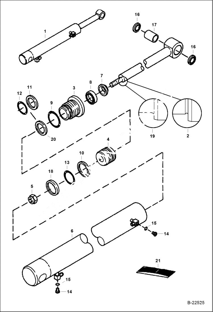 Схема запчастей Bobcat 341 - SWING CYLINDER HYDRAULIC SYSTEM