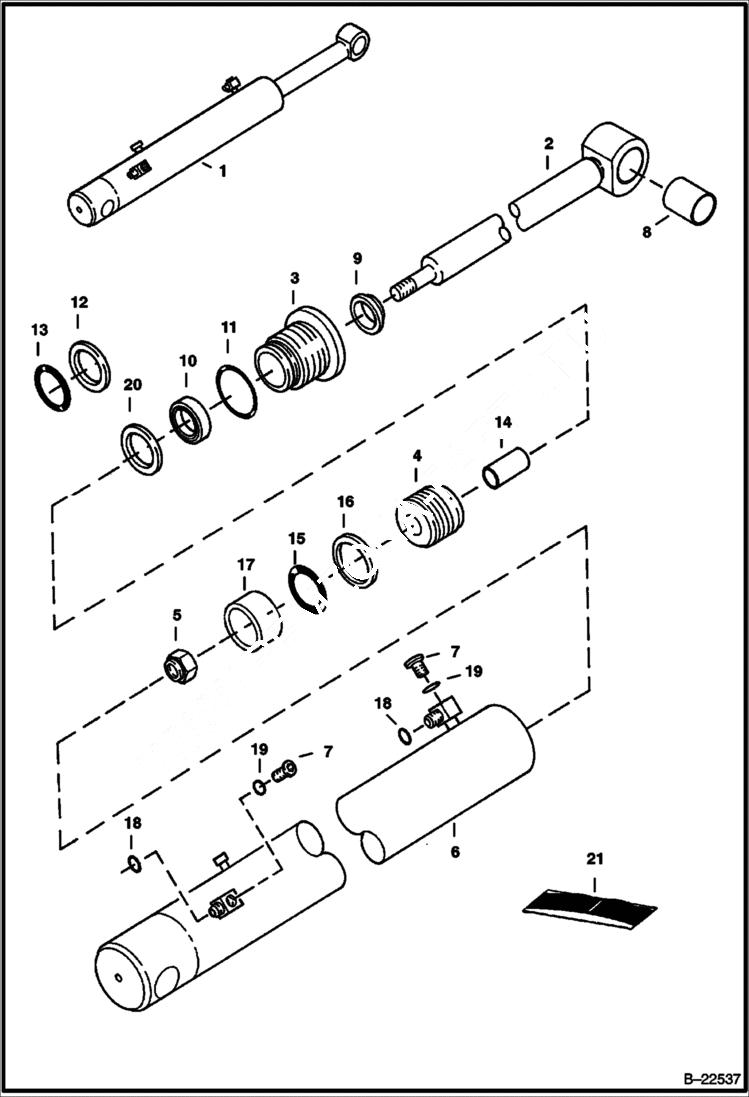 Схема запчастей Bobcat 337 - ARM CYLINDER (S/N 233311696-12313 and 233211621-12460) HYDRAULIC SYSTEM