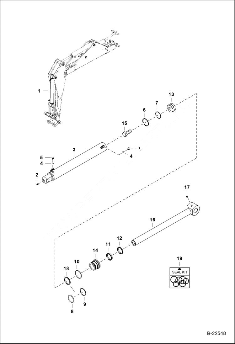 Схема запчастей Bobcat BL275 - BUCKET CYLINDER Side Shift Backhoe HYDRAULIC SYSTEM
