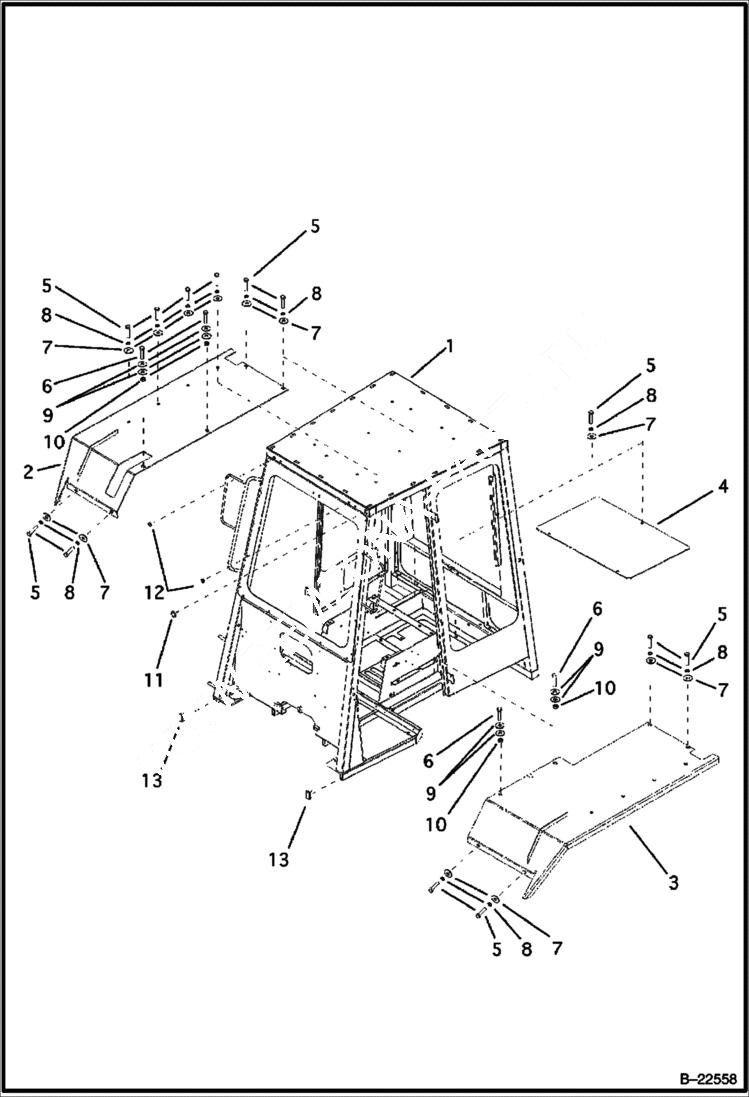 Схема запчастей Bobcat B200 - CAB Fender B200/B250 CAB