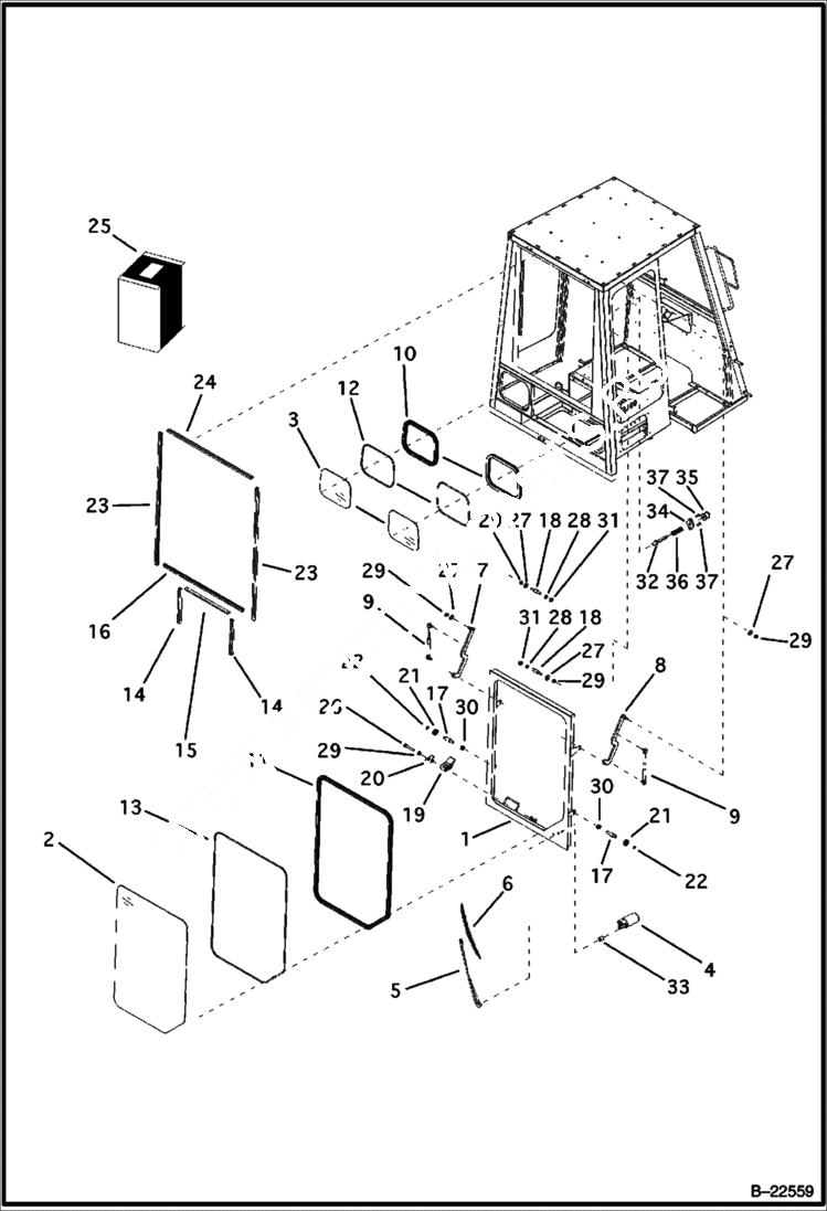 Схема запчастей Bobcat B200 - CAB Rear Window CAB