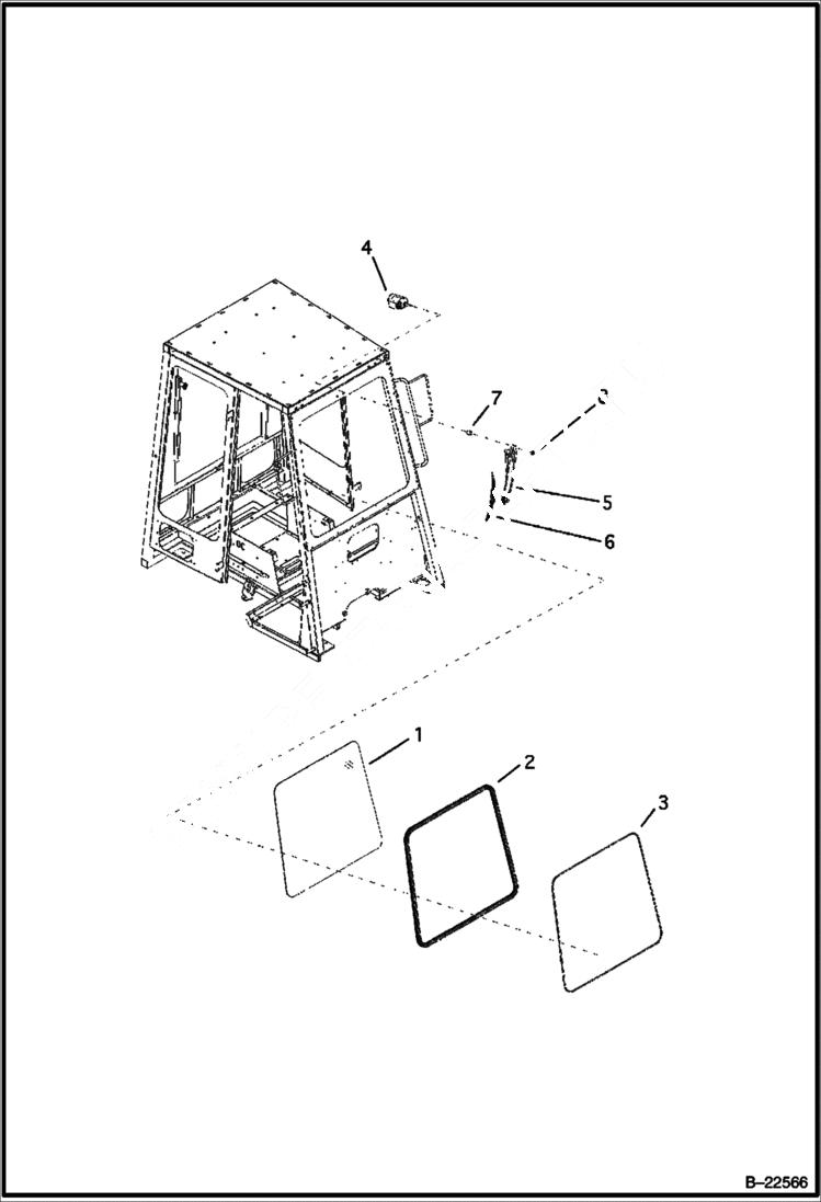 Схема запчастей Bobcat B250 - CAB Front Window CAB