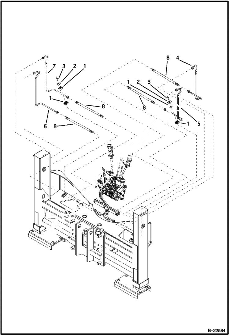 Схема запчастей Bobcat BL275 - HYDRAULIC CIRCUITRY Side Shift Backhoe HYDRAULIC SYSTEM