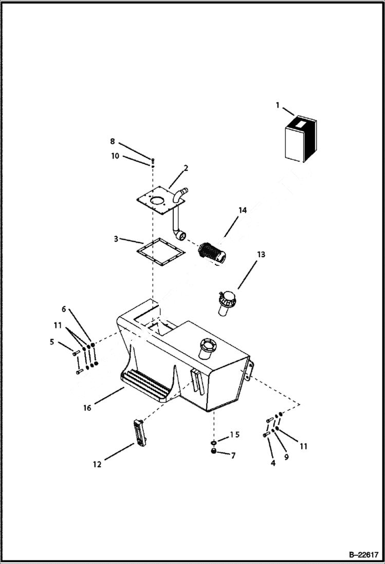 Схема запчастей Bobcat B200 - HYDRAULIC RESERVOIR HYDRAULIC SYSTEM