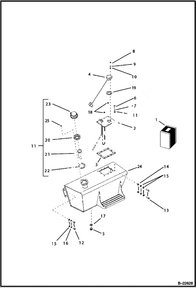 Схема запчастей Bobcat BL275 - FUEL TANK ASSY Tier I 5724 11001 & Above POWER UNIT