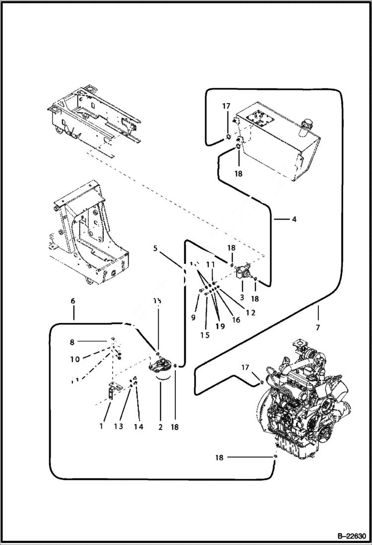 Схема запчастей Bobcat BL275 - FUEL ASSY Tier I 5724 11001 & Above POWER UNIT