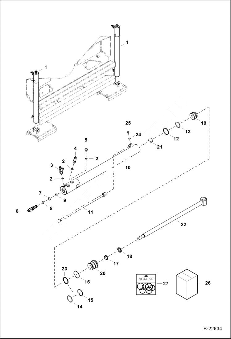 Схема запчастей Bobcat BL275 - VERTICAL STABILIZER CYLINDER Side Shift Backhoe HYDRAULIC SYSTEM