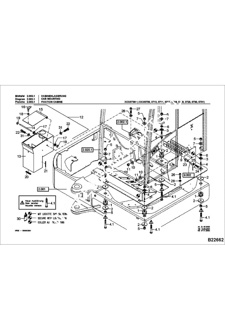 Схема запчастей Bobcat 442 - CAB MOUNTING (S/N 522311395 & Above) MAIN FRAME