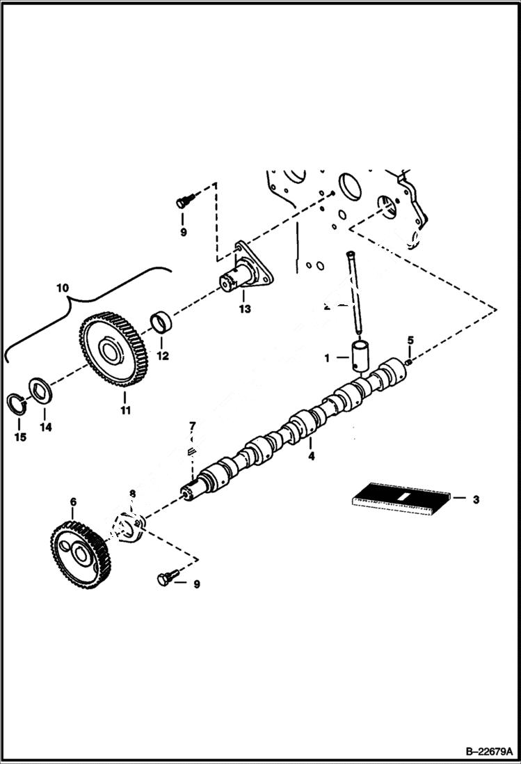Схема запчастей Bobcat S-Series - CAMSHAFT (Kubota - V2003-T-2EB - Tier II Replacement) REPLACEMENT ENGINE