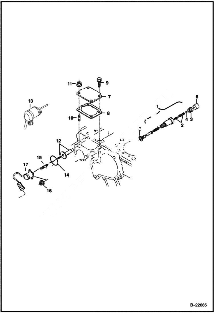 Схема запчастей Bobcat S-Series - ENGINE STOP LEVER (Kubota - V2203MDI - Tier II) (S/N 525211001 & Above, 525311001 & Above) POWER UNIT