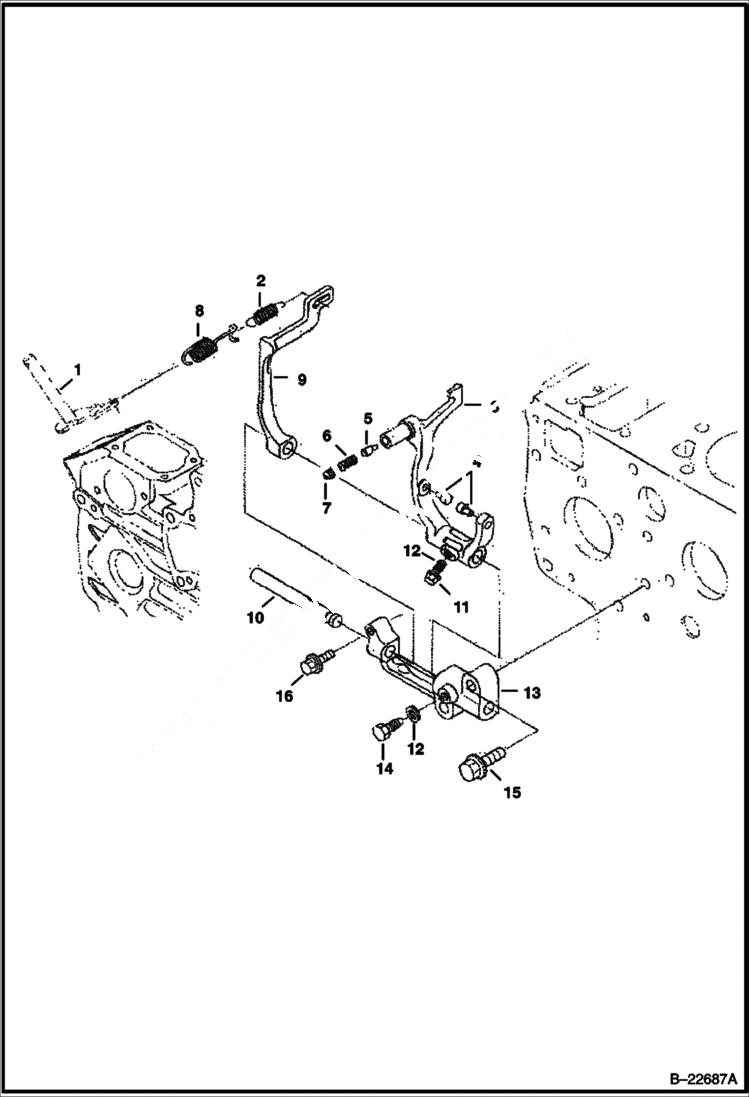 Схема запчастей Bobcat S-Series - GOVERNOR (Kubota - V2003TMDI - Tier II) (S/N 525011001 & Above, 525111001 & Above POWER UNIT